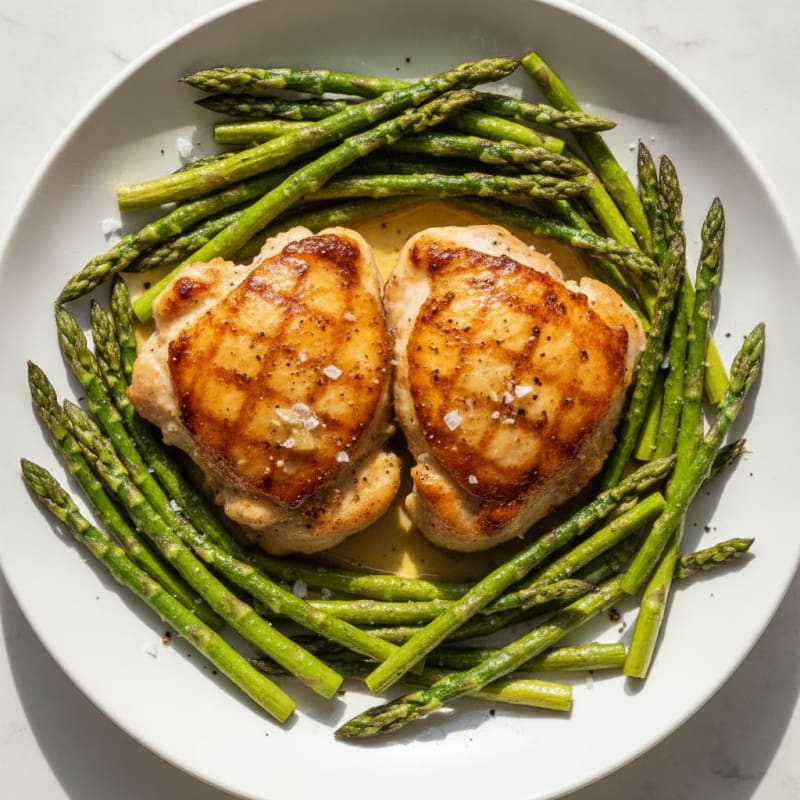 Pan-Seared Chicken Thighs with Roasted Asparagus