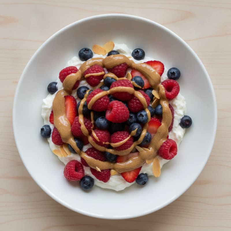 Greek Yogurt Protein Bowl with Mixed Berries and Almond Butter