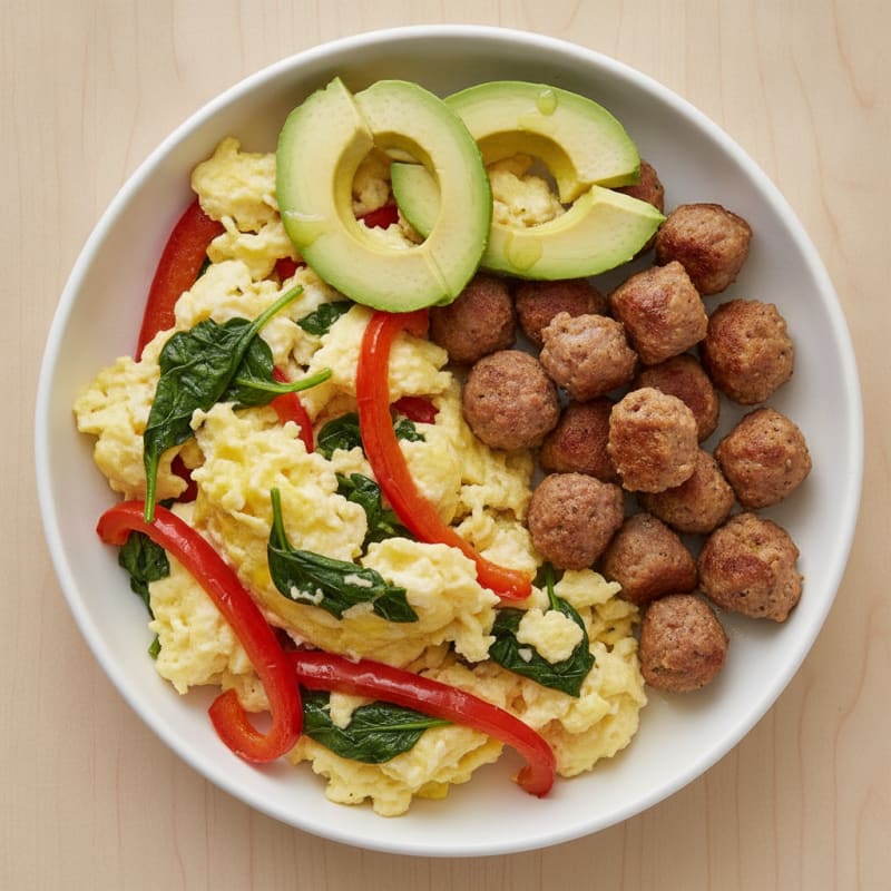 Egg White Veggie Scramble with Turkey Sausage