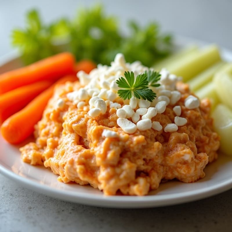 Creamy Baked Buffalo Chicken Dip with Fresh Crunchy Vegetables