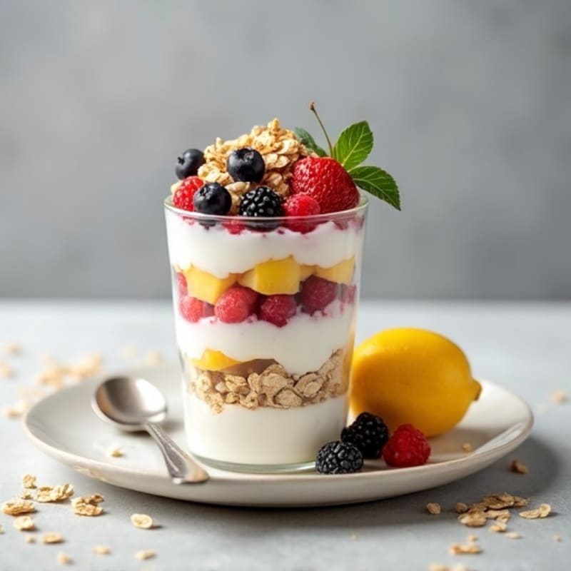 Creamy Lemon Berry Protein Parfait with Toasted Oat Crumble