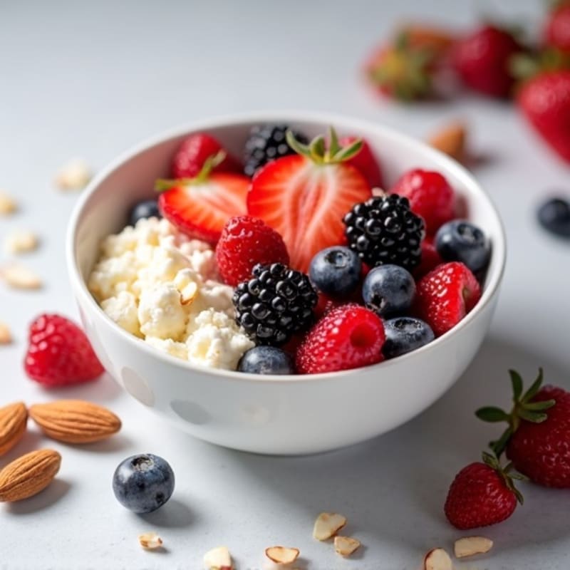 Cottage Cheese Protein Bowl with Mixed Berries and Almonds