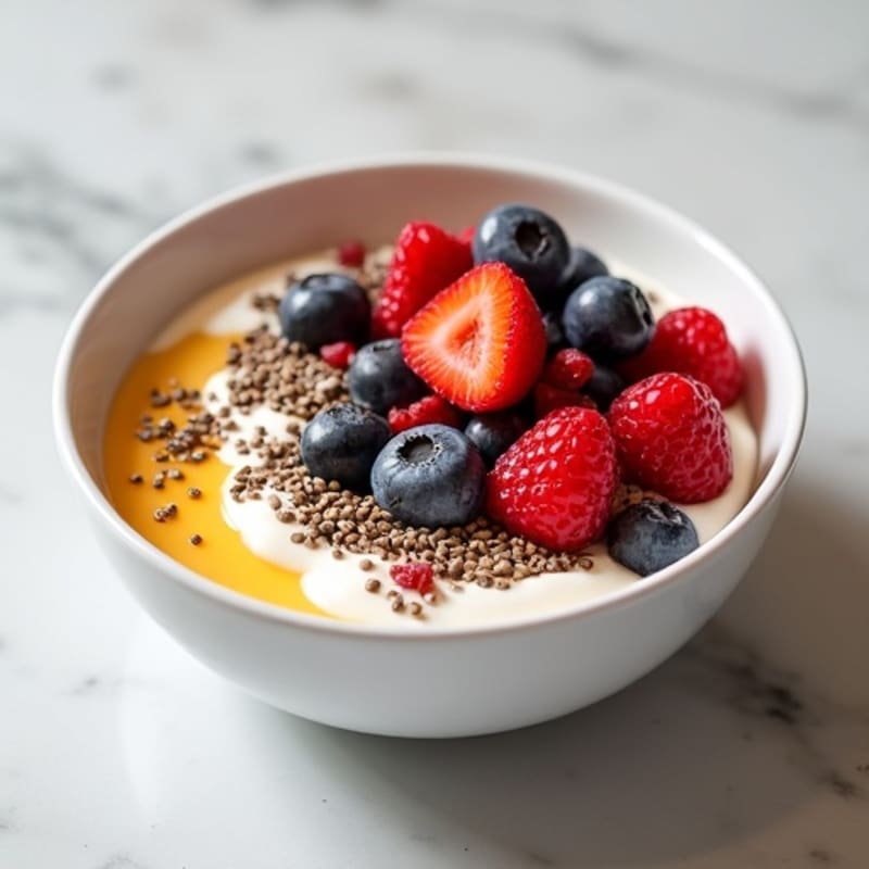 Creamy Greek Yogurt Bowl with Fresh Berries and Crunchy Chia Seeds