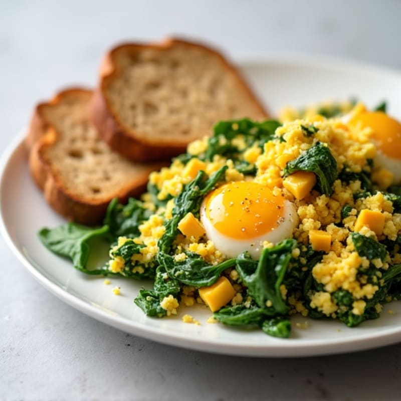 Egg and Spinach Scramble with Whole Grain Toast