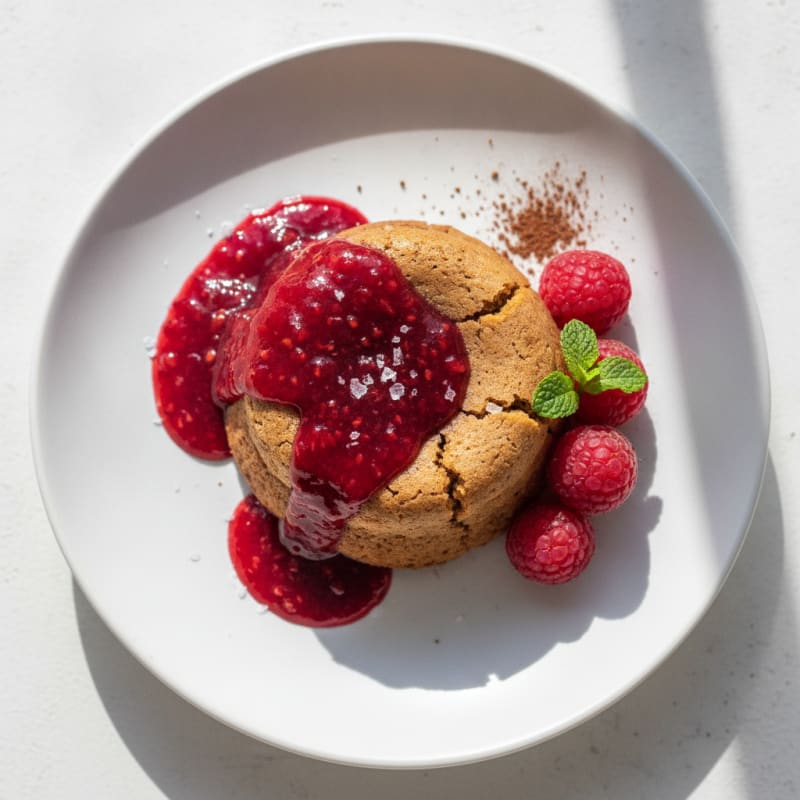 Decadent Chocolate Lava Cake with Raspberry Coulis