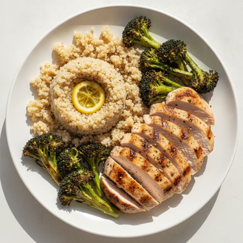 Grilled Turkey Breast with Quinoa and Roasted Broccoli