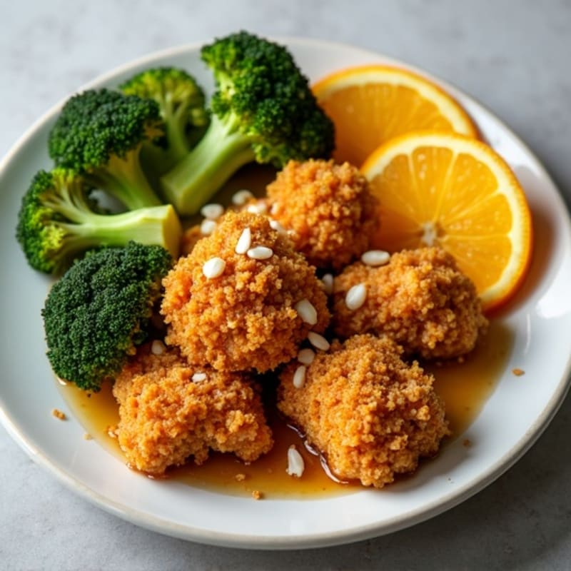 Crispy Orange Chicken with Roasted Broccoli