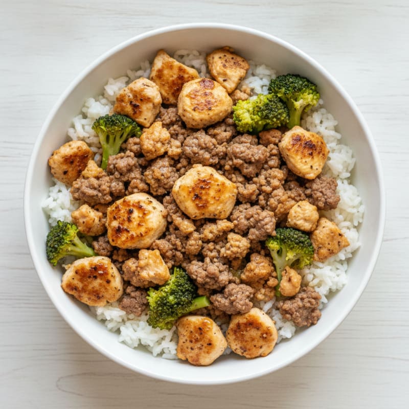 Savory Chicken and Beef Rice Bowl