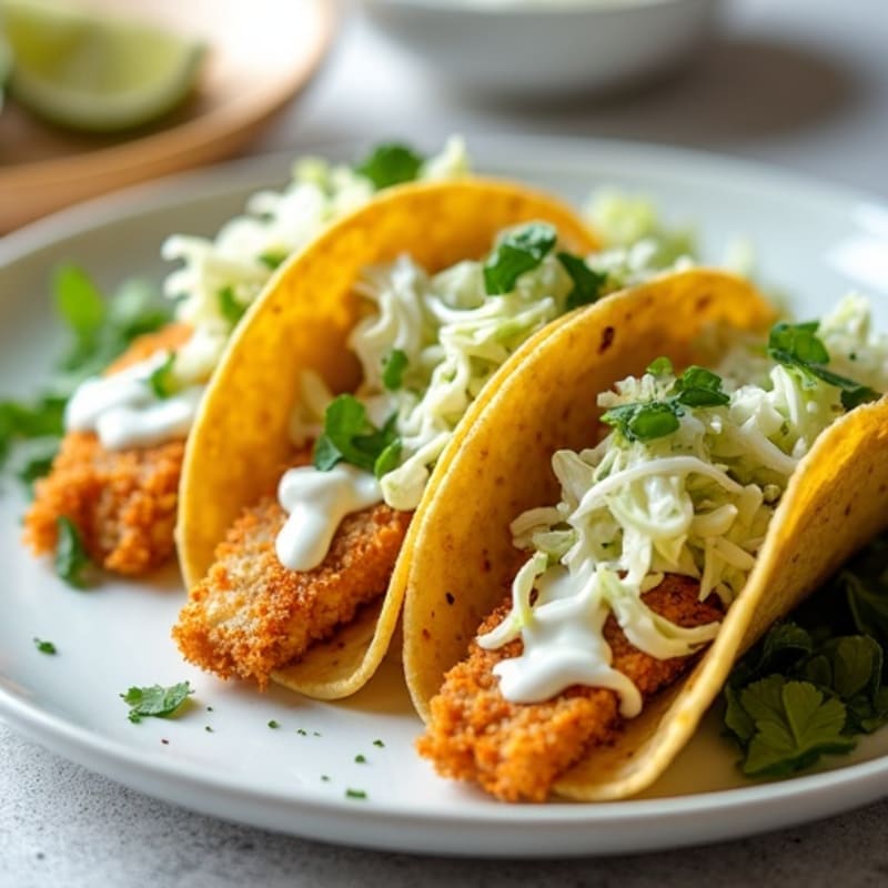 Crispy Baked Fish Tacos with Fresh Cabbage Slaw