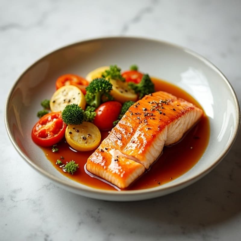Honey-Ginger Glazed Salmon with Sesame Vegetables