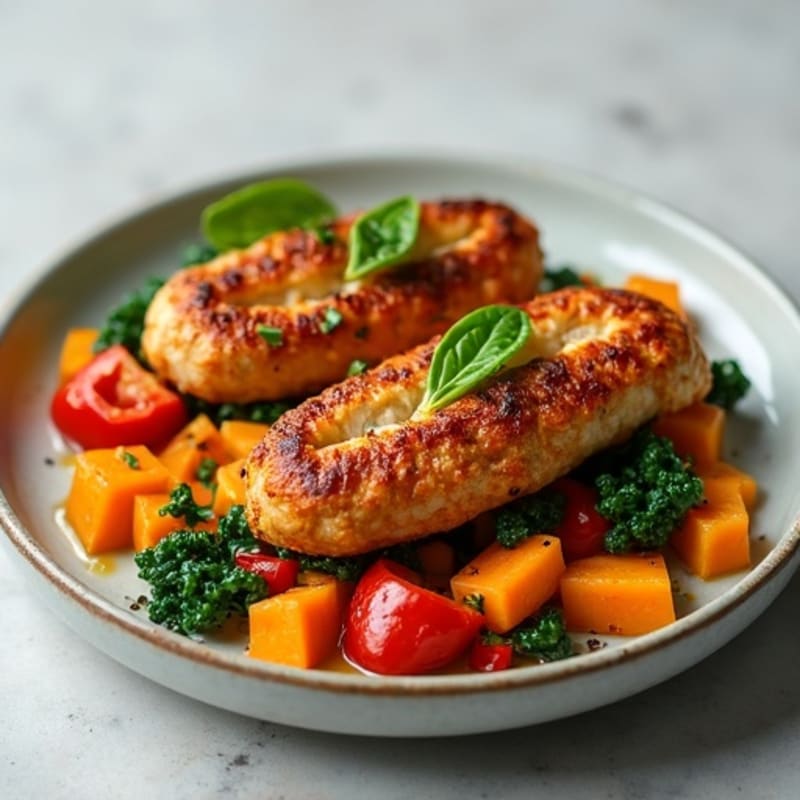 Crispy Roasted Chicken Sausage and Sweet Potato Bake