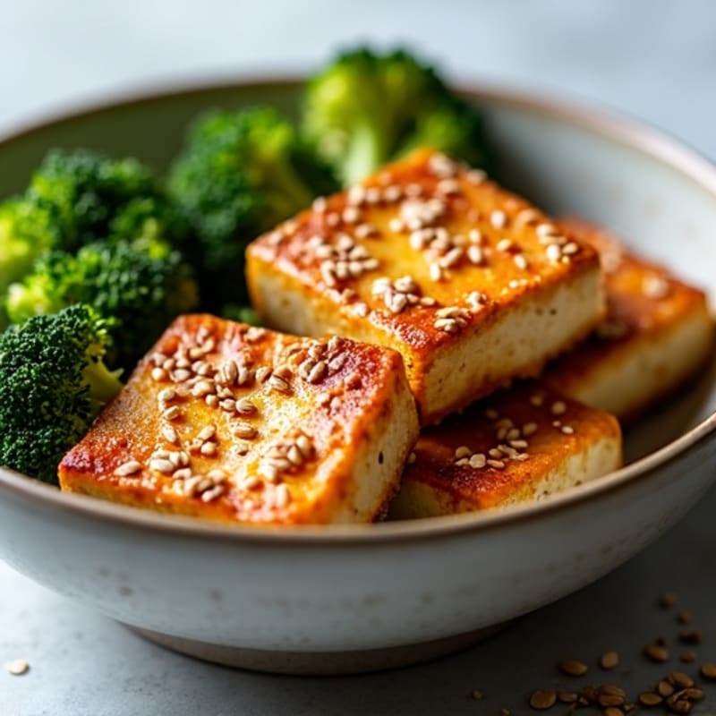 Crispy Sesame Tofu with Roasted Broccoli
