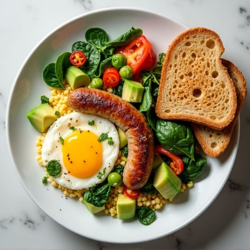Egg White and Turkey Sausage Scramble with Spinach