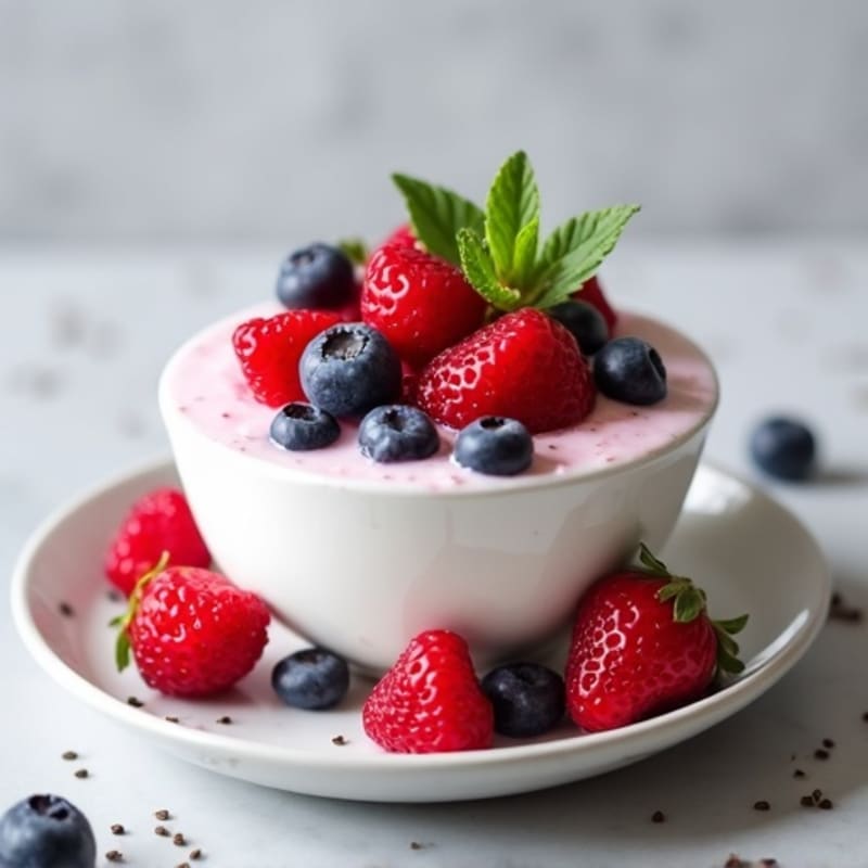 Greek Yogurt Protein Pudding with Mixed Berries