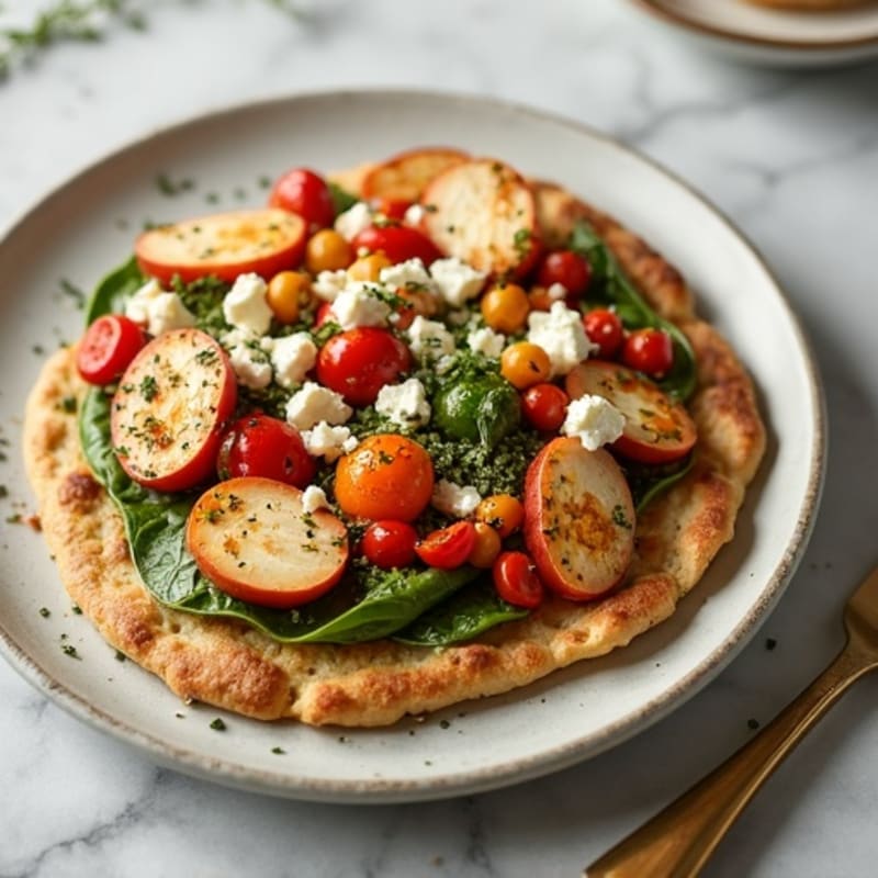 Herb-Roasted Vegetable Flatbread with Crispy Crust