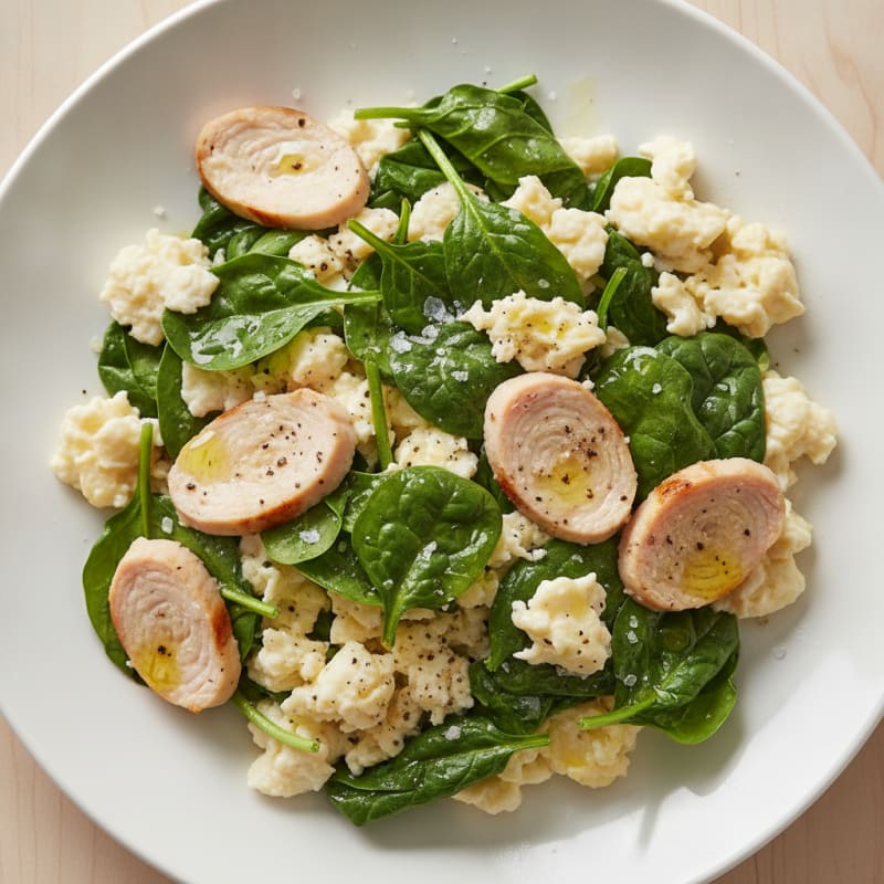 Egg White Scramble with Spinach and Turkey Breast