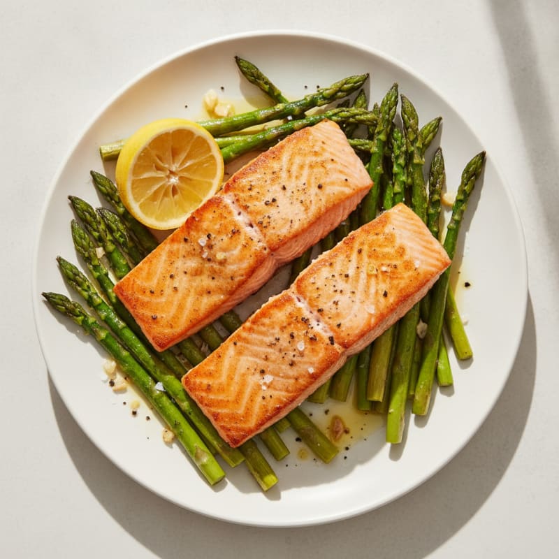 Pan-Seared Salmon with Roasted Asparagus