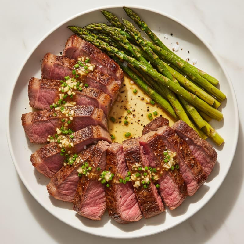 Pan-Seared Sirloin with Garlic-Chive Ghee