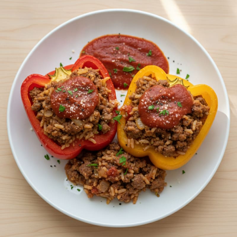 Beef and Rice Stuffed Bell Peppers
