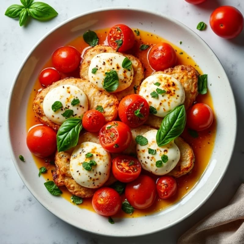 Sheet Pan Chicken with Roasted Tomatoes, Fresh Mozzarella, and Basil