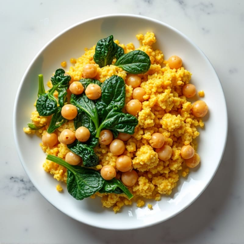 Silken Tofu Scramble with Spinach and Chickpeas