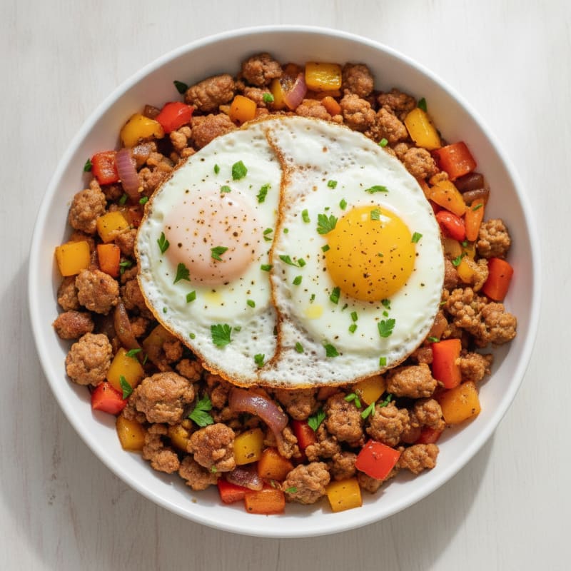 Sausage and Fried Egg Hash