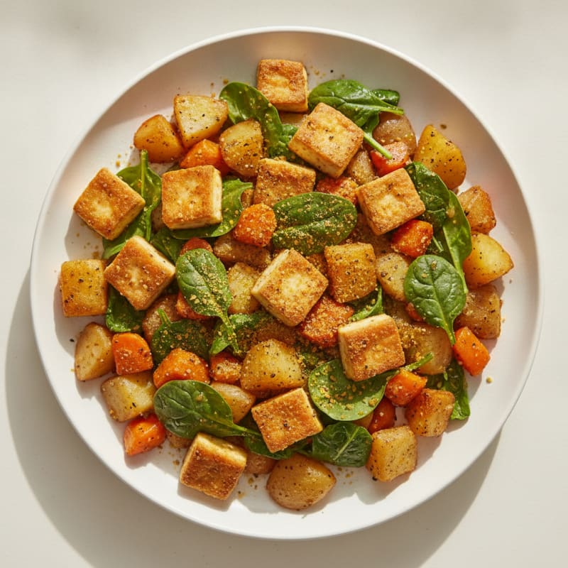 Baked Tofu with Roasted Root Vegetables