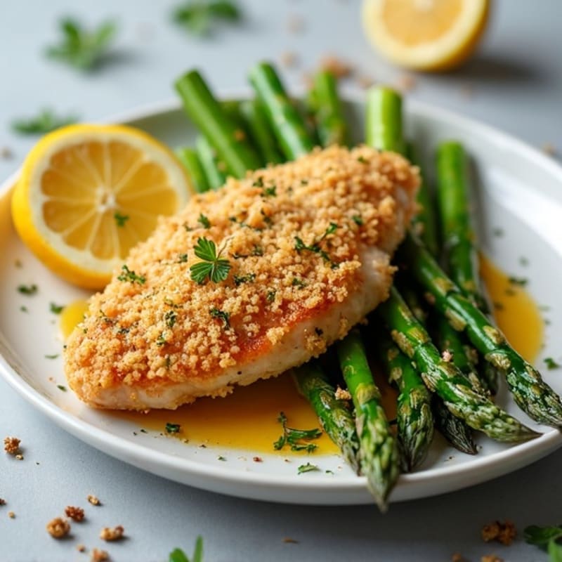 Crispy Lemon Herb Chicken with Roasted Asparagus