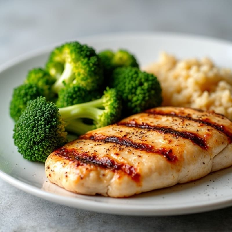 Grilled Chicken Breast with Roasted Broccoli and Quinoa