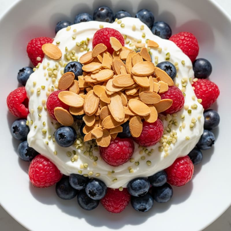 Creamy Greek Yogurt Parfait with Hemp Seeds and Berries