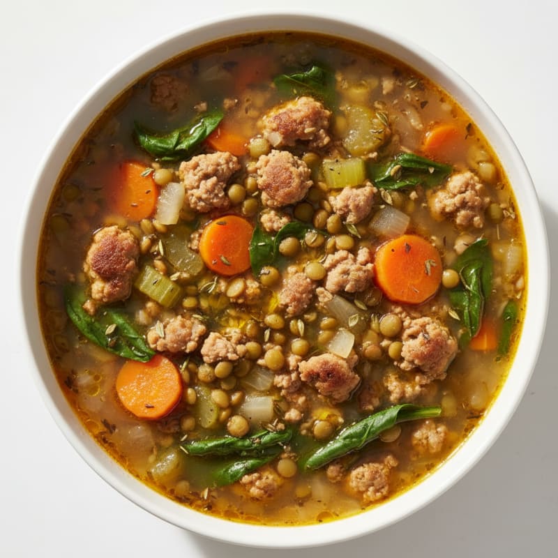 High-Protein Turkey and Lentil Vegetable Soup