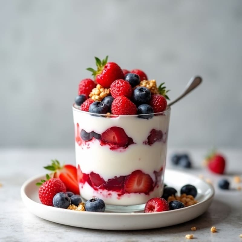 Silky Greek Yogurt Protein Parfait with Mixed Berries