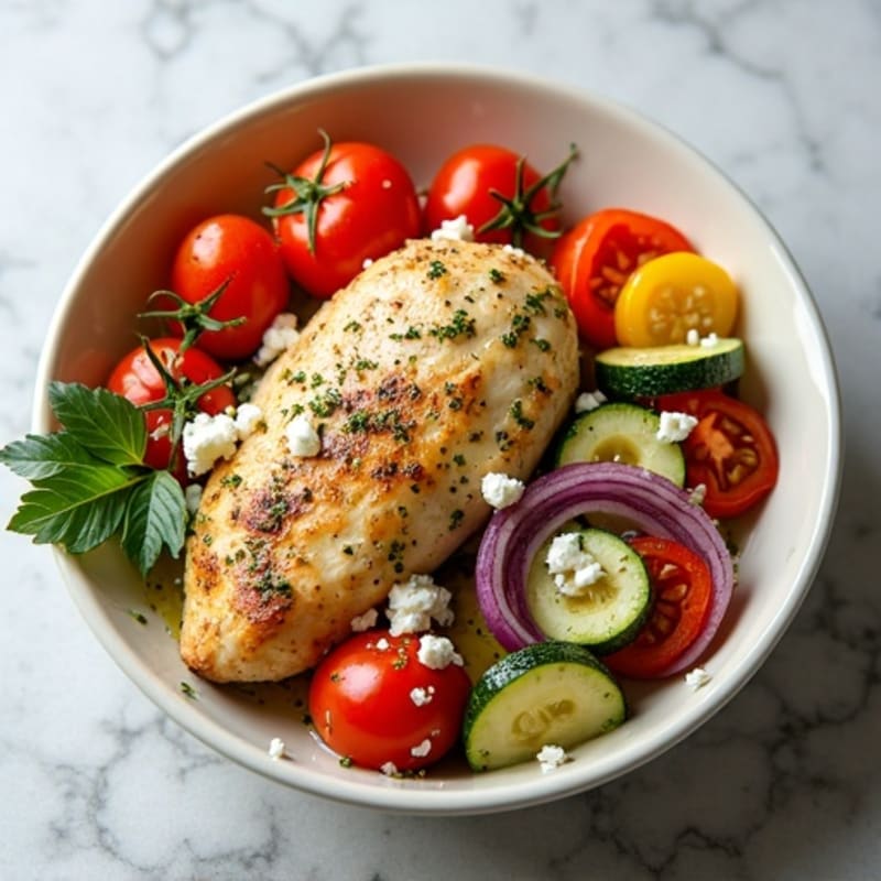 Herb-Roasted Chicken Bowl with Mediterranean Vegetables