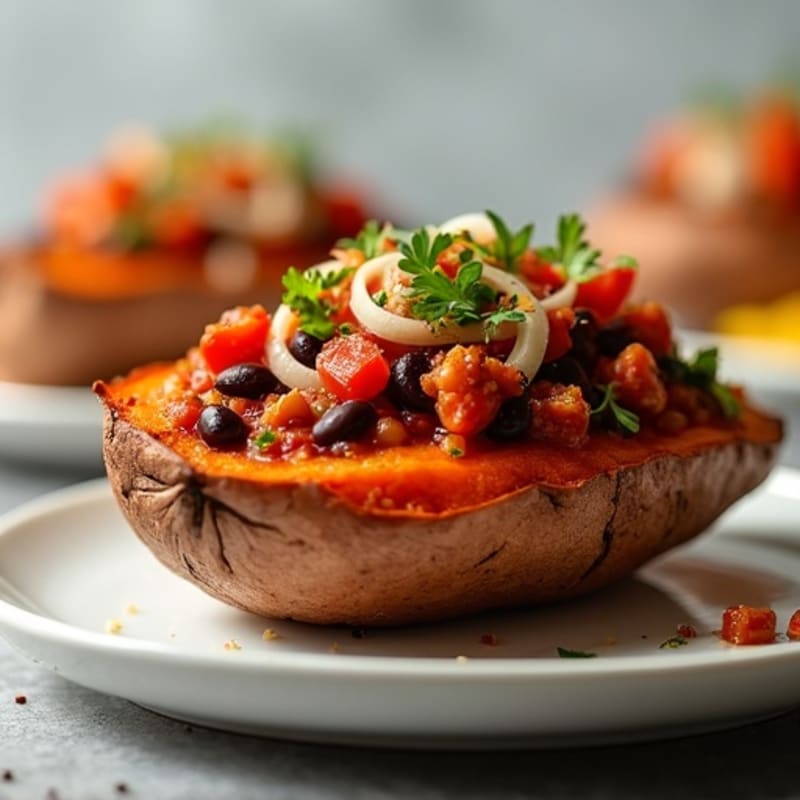 Loaded Turkey Chili Sweet Potato Boats
