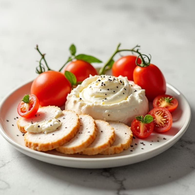 Low-Fat Cottage Cheese with Sliced Chicken Breast