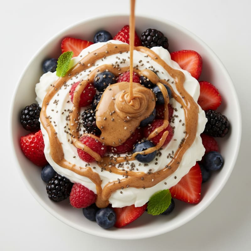Creamy Greek Yogurt Parfait with Mixed Berries and Almond Butter