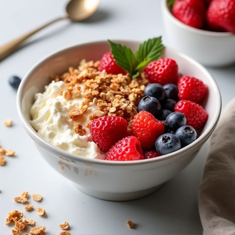 Cottage Cheese and Berry Protein Bowl with Almonds