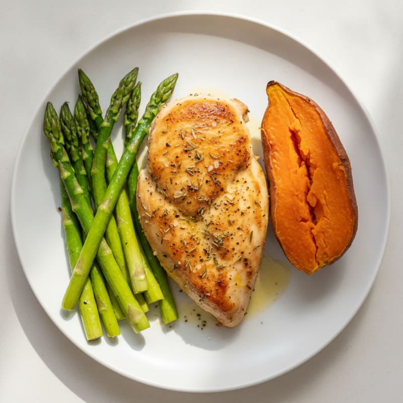 Garlic Herb Roasted Chicken with Asparagus