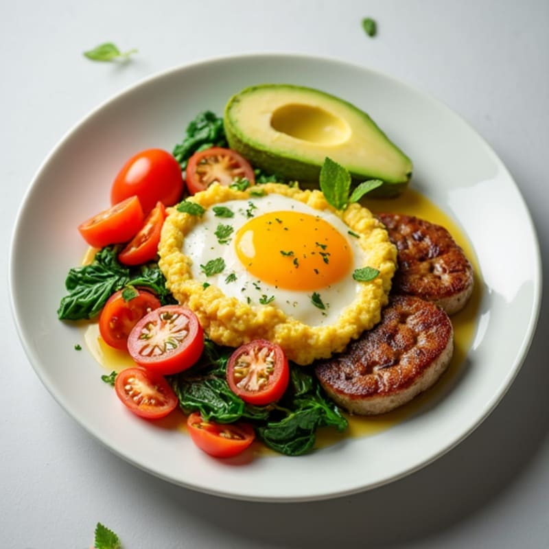 Egg White Veggie Scramble with Turkey Sausage