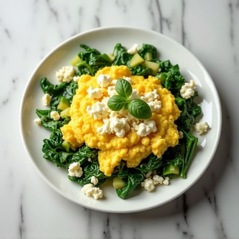 Egg White Scramble with Spinach and Cottage Cheese