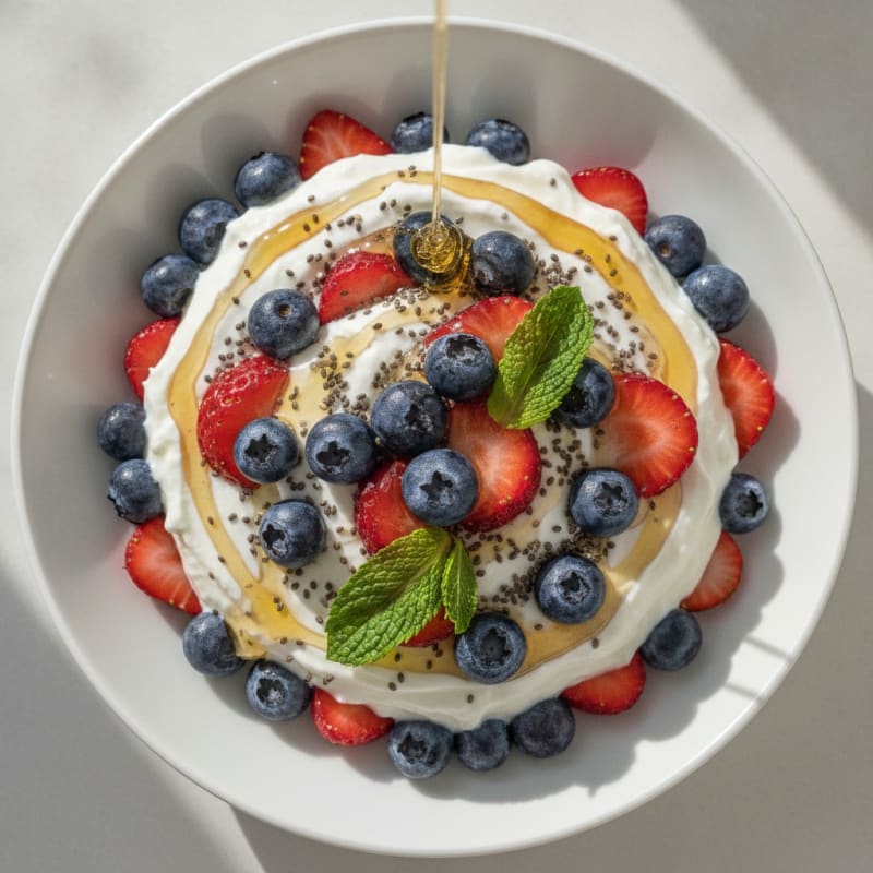 Greek Yogurt Parfait with Fresh Berries and Chia Seeds