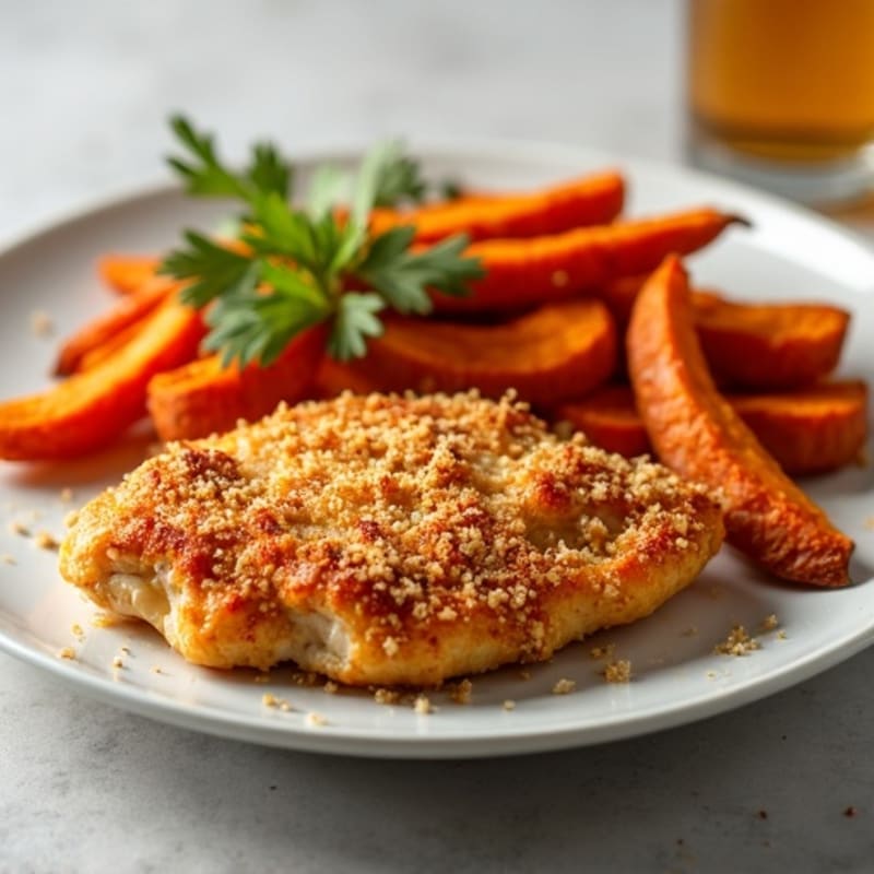 Crispy Baked Chicken with Crispy Sweet Potato Fries
