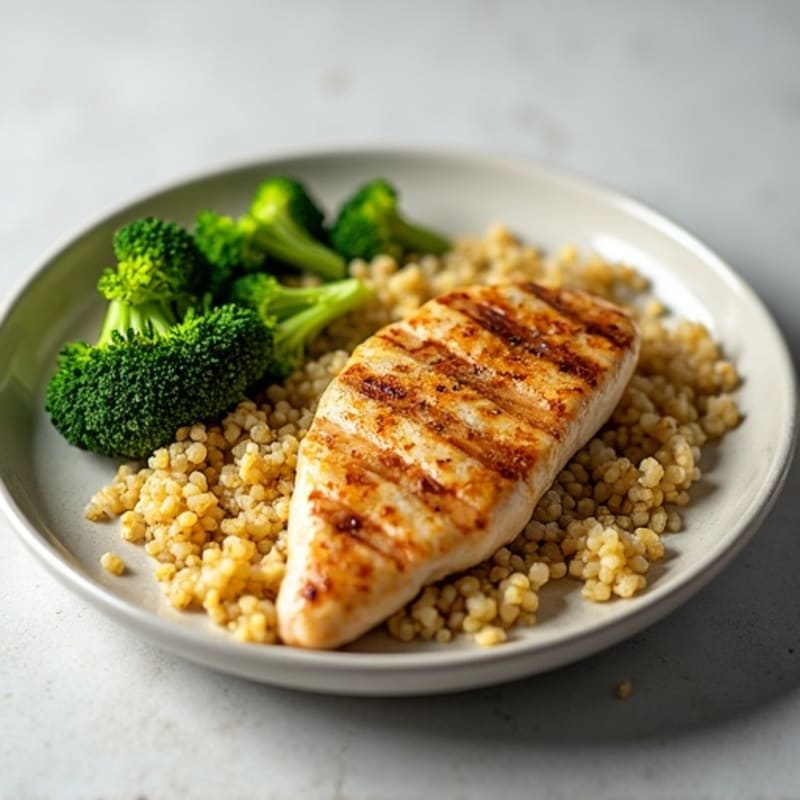 Grilled Chicken Breast with Quinoa and Steamed Broccoli