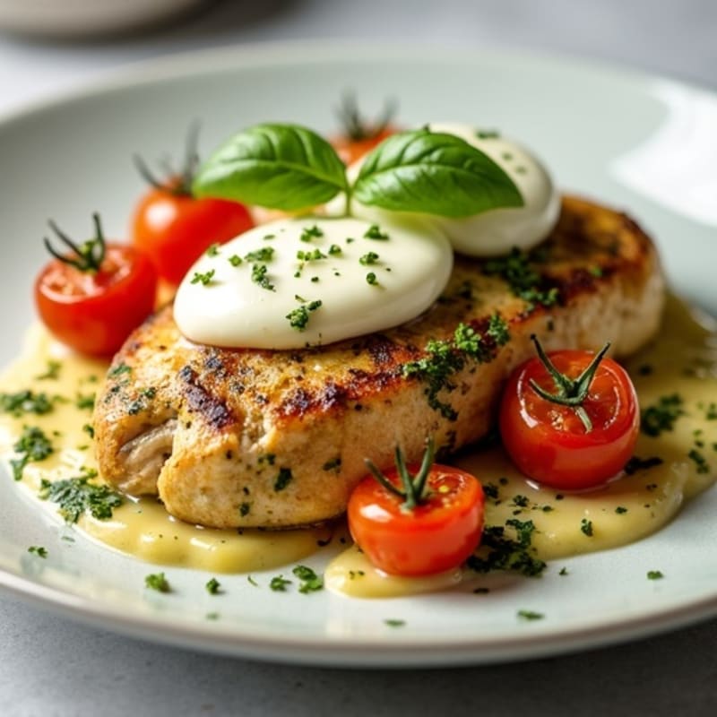 Creamy Pesto Chicken with Roasted Tomatoes