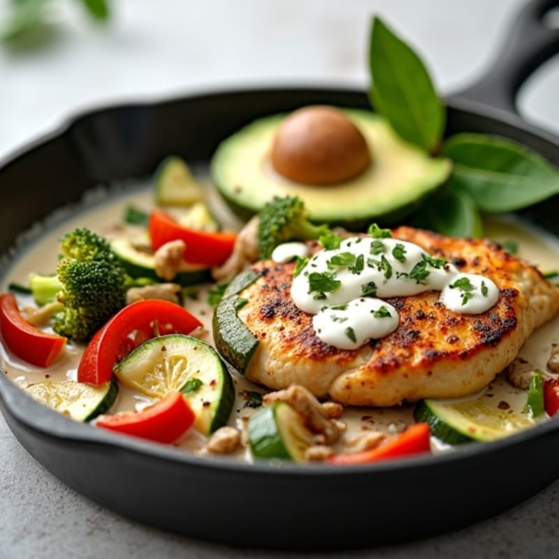Creamy Chicken and Roasted Vegetable Skillet