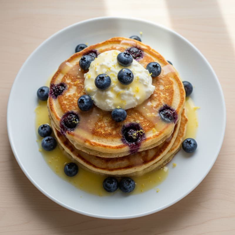 Blueberry Ricotta Pancakes with Lemon Zest