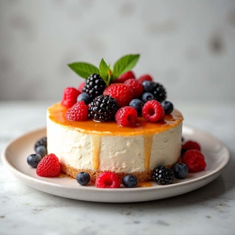 Cottage Cheese Protein Cheesecake with Fresh Berries