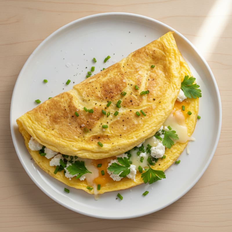 Fluffy Three-Cheese Herb Omelette