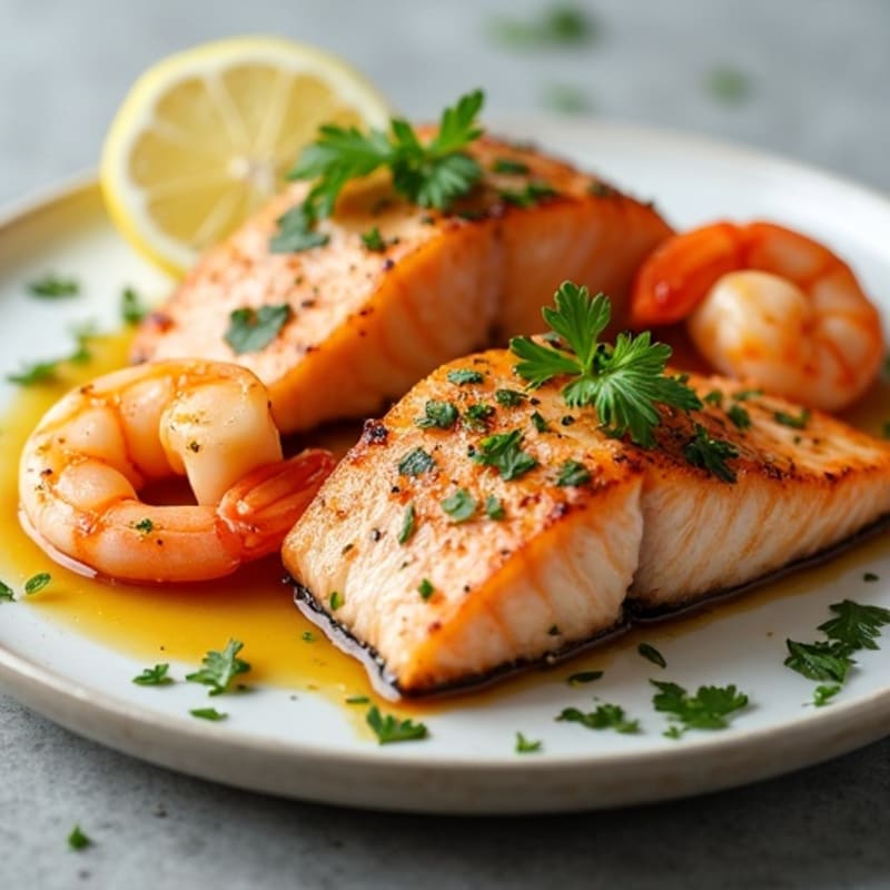 Lemon-Herb Roasted Salmon and Shrimp