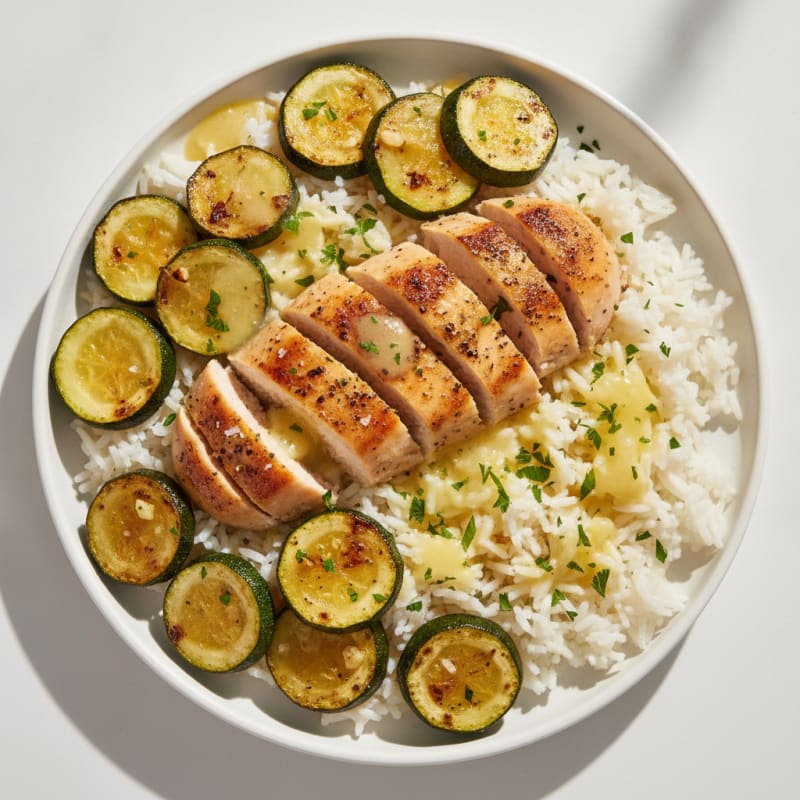 Lemon-Herb Roasted Chicken with Zucchini and Rice